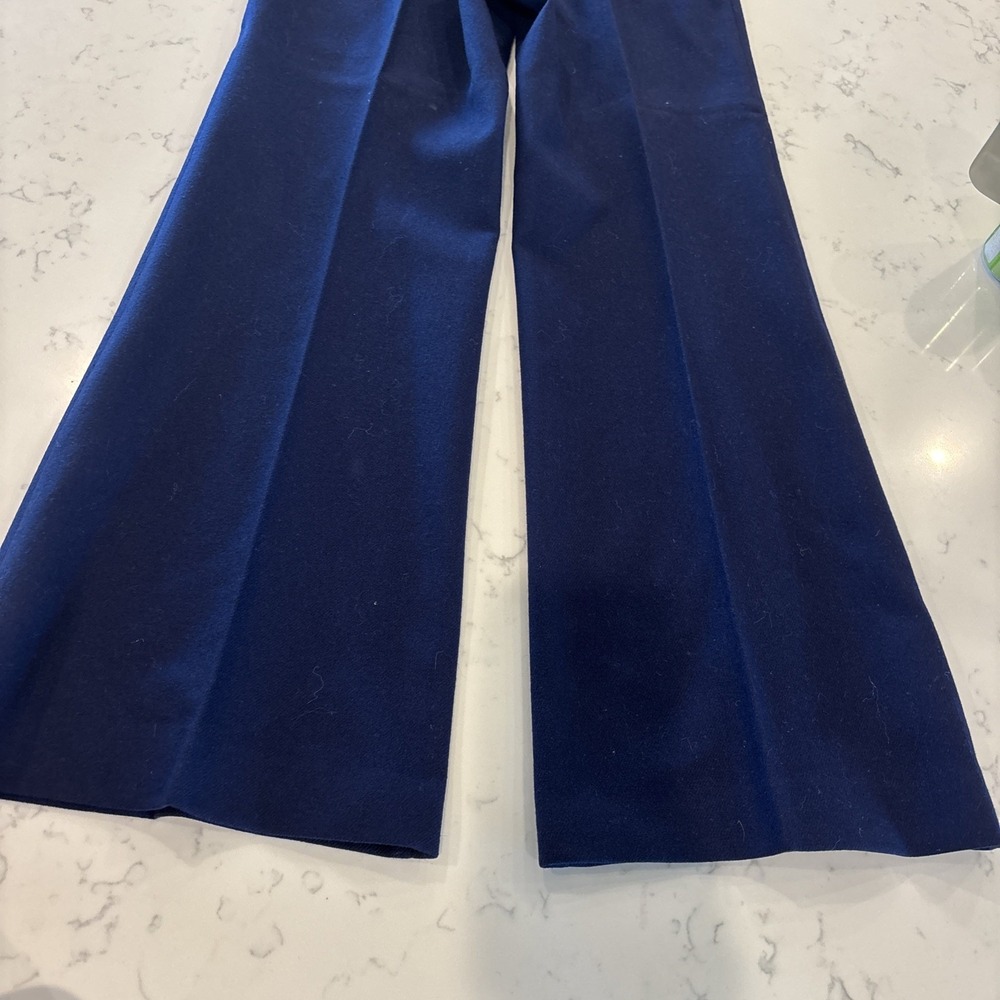 VTG 1960s 70s High Waisted Pleated Lined Wool Pants Women Size 2 26" Waist Navy - Picture 9 of 14